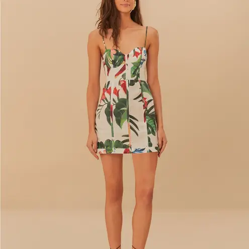 Farm Rio NWT Midnight Macaw Fiesta Off-White Sleeveless Flower Mini Dress