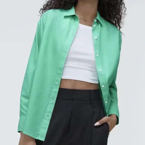 Everlane  Button Down Cotton Oversized Pinstripe Shirt Mint Green Size 2