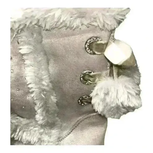 Justice Faux Fur Bling Boots Sz 8