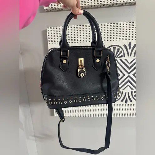 Black Handbag with Gold Accents