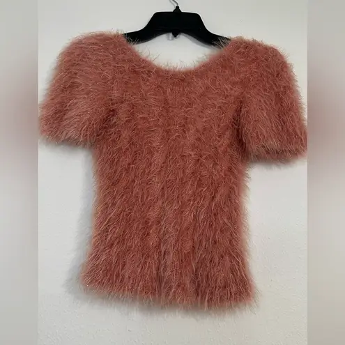 TACH Pink Boxy Crop Top with Fuzzy Texture Size S