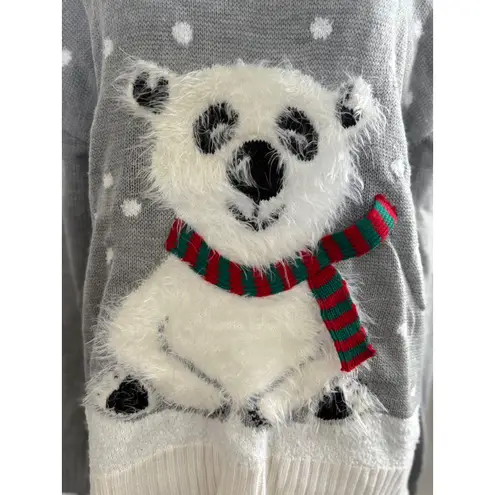 Holiday Time Womens Gray Polar Bear Christmas Sweater M Festive Holiday Outfit