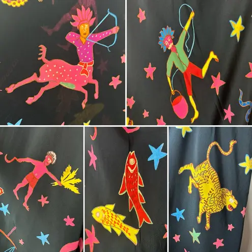 RHODE Jemima Slip Dress Neon Zodiac Black Maxi Size 4