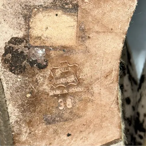 Elyse Walker 38 Black White Calf Hair Animal Print Leather Espadrilles Loafers Size 7.5