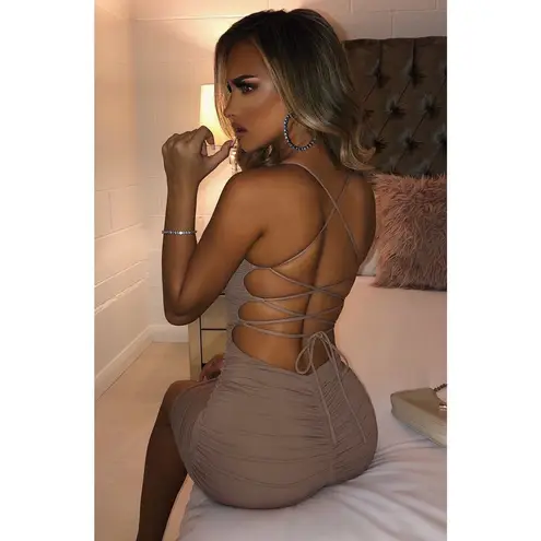 medium mocha ruched strappy lace