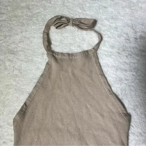 Forever 21  Beige Cropped Knit Halter Tank Top