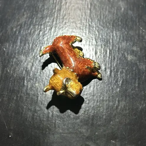 VTG FIGURAL SCOTTIE DOG SCOTTISH TERRIER GOLD TONE ENAMEL RHINESTONE BROOCH