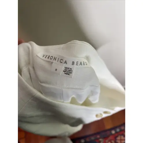 Veronica Beard  Jeanne Grain de Poudre Wide Leg White Pants Size‎ 8