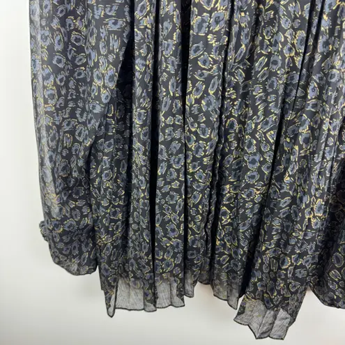 Oddi Black Gold Metallic Animal Print
Smocked Pleated Blouse Sz 3XL Long Sleeve