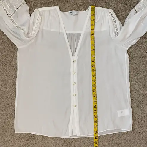 Ramy Brook Ramy Brook Noa Blouse Size Large White Lace Insert Peasant Career Corp Blouse