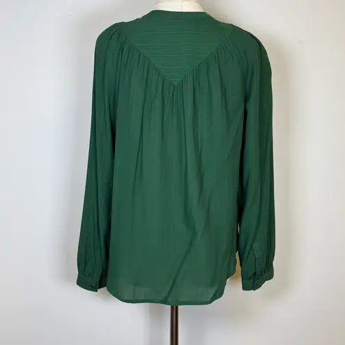 Maeve | Anthropologie Green Button-Up Lightweight Striped Blouse Women’s Size XS