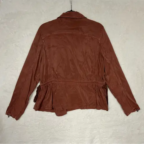 Marrakech Amber Moto Jacket Womens Red Soft Asymmetrical Full Zip Cupro Blend L Brown Size L