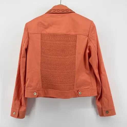 St. John Sport Women's Orange Cotton Blend Crochet Trim Jacket Size Medium