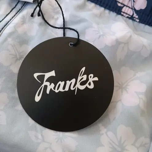 Franks Navy Blue Pink Oahu Floral Print Swim Athletic Board Shorts Size Large