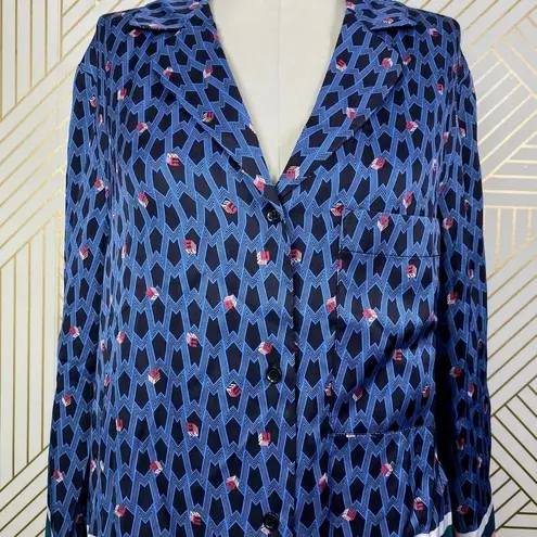 Maje Cristen Blouse Top Blue Printed Geometric