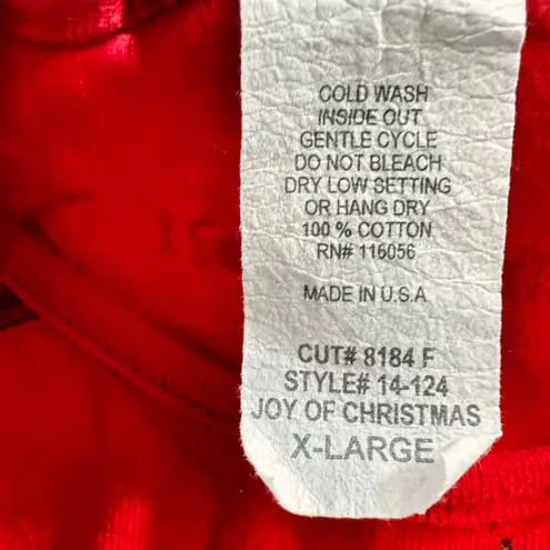 Vtg 80s Jess&Jane Christmas Tree Bells Stockings Red Urgly T