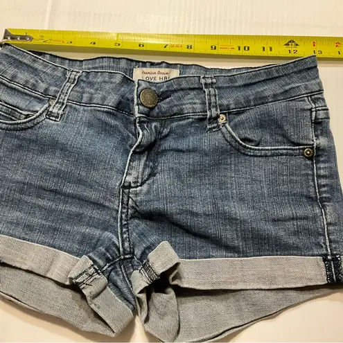 I Love H81  Shorts Womens Sz 25 Blue Denim Cut Off Jean Shortie Distressed