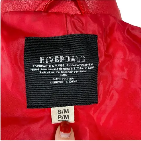 Riverdale Moto Cropped Costume Biker Faux Leather Jacket Red Cheryl Blossom S