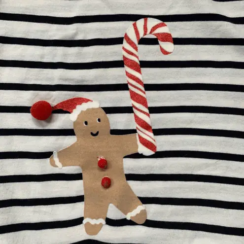 Boden Gingerbread Candy Cane Holiday Stripe Long Sleeve Top Size 4 Festive White
