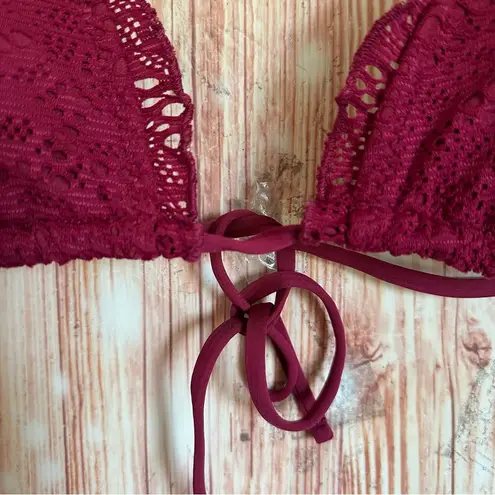 Mossimo Magenta Eyelet Ruffle Triangle Bikini Top Purple