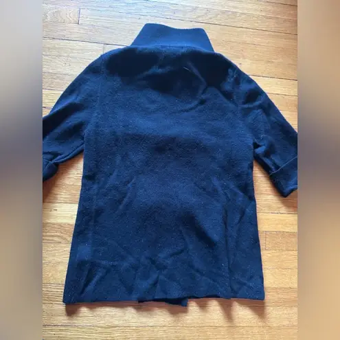 Massimo Dutti Wool Double Breasted High Neck Black Sweater, Size Small