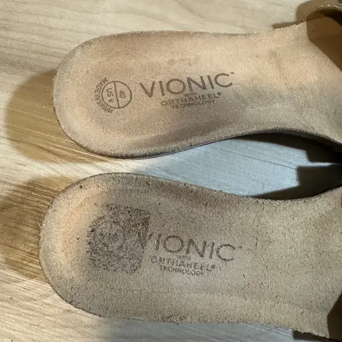 Vionic Orthaheel Technology Brown Snake Print Buckle Slide Sandals US 9 EU 40