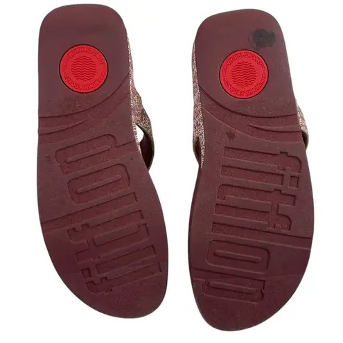 FitFlop Women's Lulu Shimmerweave Toe-Post Thong Sandals Clay Brown Size 10