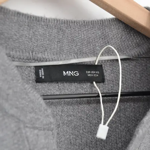 Mango  Knitted Bomber Sweater Jacket Snap in Dark Heather Gray Women's XS