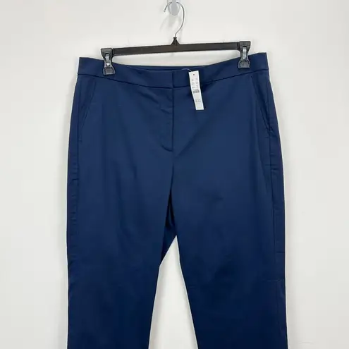 J.Crew  Kate Cuffed Straight Leg Pant Lightweight Chino Cotton Navy US 14 NWT