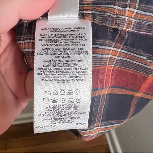 Brooks Brothers Popover Blouse Navy Red Plaid Ruffle 2