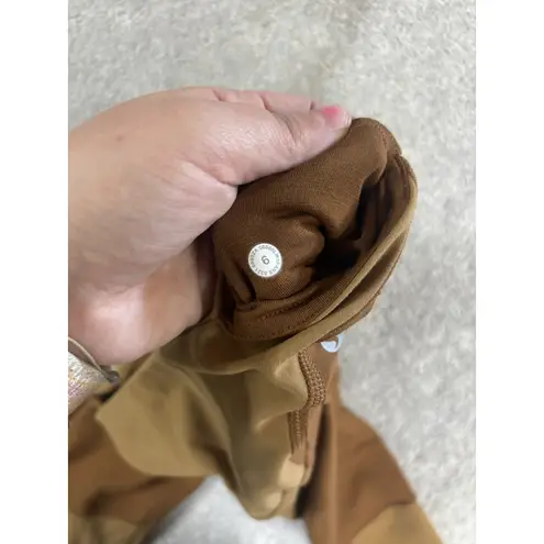 LULULEMON Nulu Colour Block High Rise 25" Tight Copper Brown Bold Beige Size 6