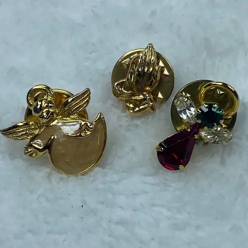 Religious Christian Tie Tack Pin Collection Jewelry Lot Angels Praying Hands