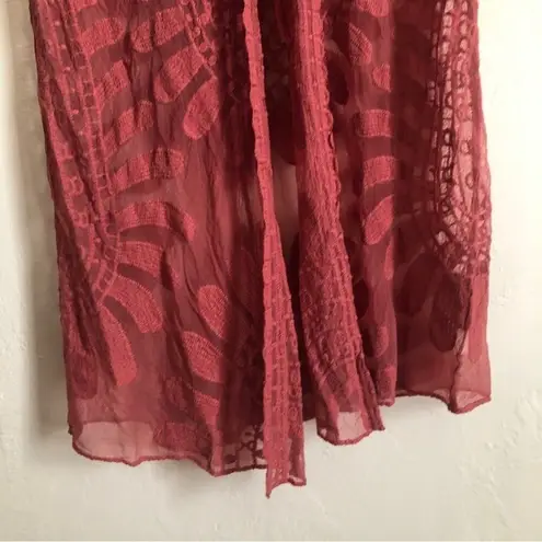 NWT Artesia Vintage Rose Pink Sheer Lace Kimono Duster Cover Up Tie Front Top Size XXL