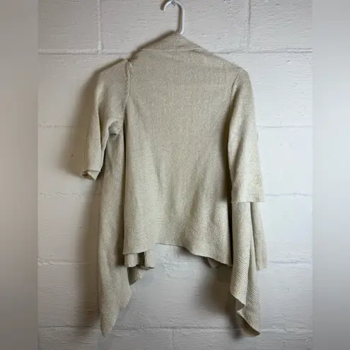 J. Jill Woman’s Drape Front Thick Knit Linen Blend Cream Cardigan Small Petite Size undefined