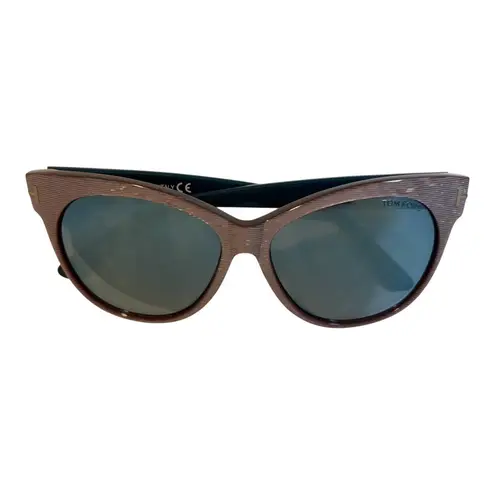 Tom Ford Purple Saskia Cat Eye Sunglasses Mirrored Blue Lens Designer TF330