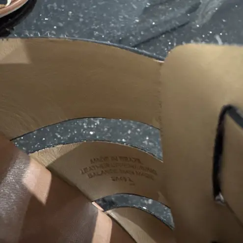 Bernardo Womens Tamer Haircalf Sandals US 7M Cream Brown Leopard Print Leather