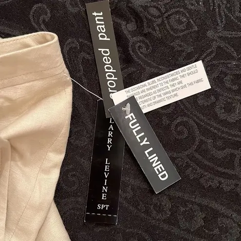 Larry Levine NWT linen lined cropped pants beautifulâembroidery at the hem