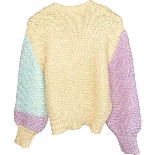 For Love & Lemons Pastel Kerry Cropped Cardigan Yellow