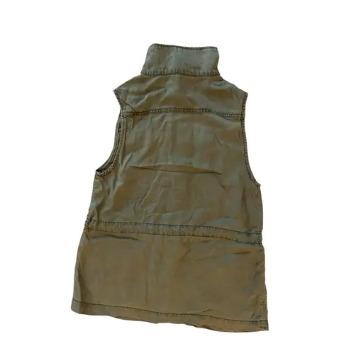 Max jeans Utility Vest XS Olive Green Sleeveless Zip Button 100% Tencel