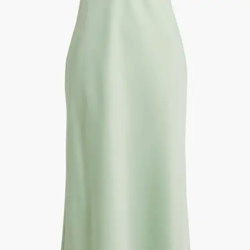 WAYF Madelyn Strapless Bias Cut Satin Dress in color Pistachio