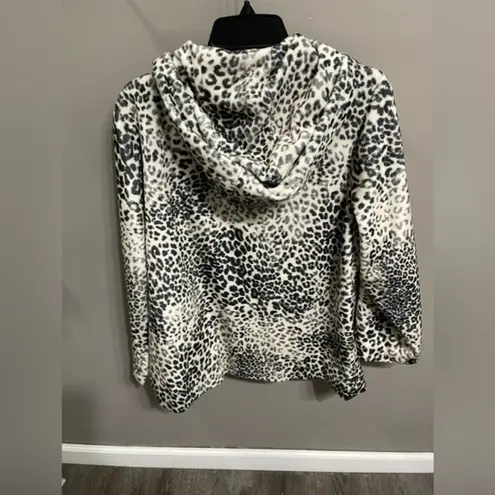 Dennis Basso  Women’s Faux Fur Snow Leopard Hooded Coat. Size M‎