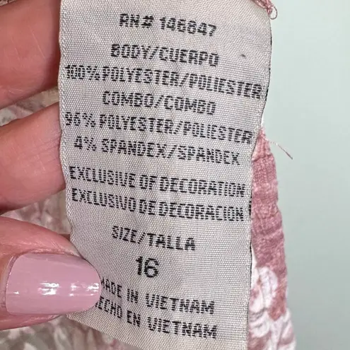 Maya Brooke Dusty Pink Lace Kimono Duster Bell Sleeves Open Front Size 16