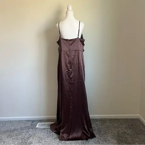 Birdy Grey Lydia Shiny Satin Chocolate Brown Maxi Dress NEW Size XXL Bridesmaid