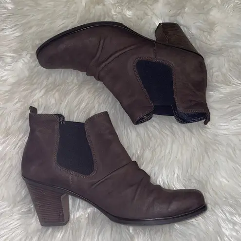 Paul Green Brown Nubuck Suede Leather Ankle Boots