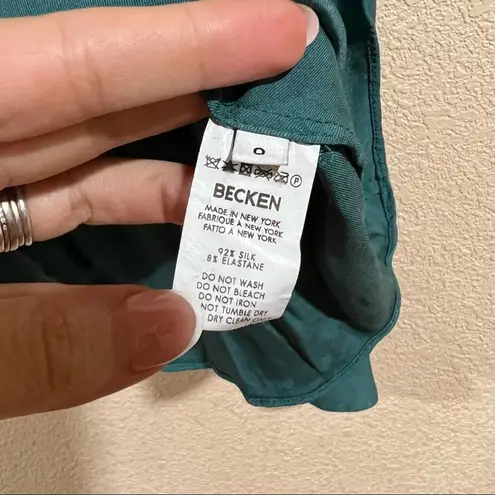 Becken Emerald Tie Neck Peplum Blouse Green Size 0