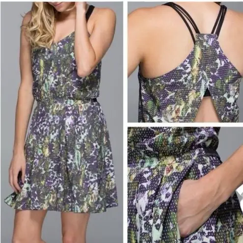 Lululemon  size 6 dress city summer floral sport tank tennis athletic purple gree