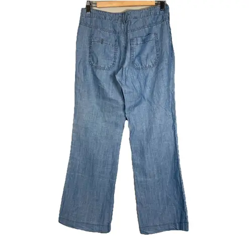 Pilcro x Anthropologie Blue Chambray Tencel Linen Wide Leg Pant Size 26P Coastal