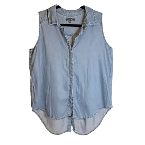 NYDJ Not Your Daughter’s Jeans Vara Indigo Sleeveless Chambray Top MCHM3463 XS