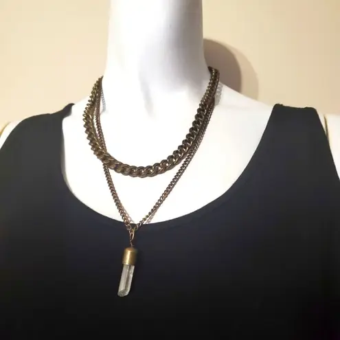 Ruff Hewn NWT Mulitlayer Gold & Crystal Necklace