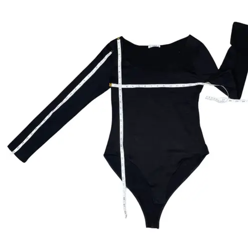 MANGOPOP Women’s Bodysuit Longsleeve V-Neck Casual Sleeve Goth Black Sz L